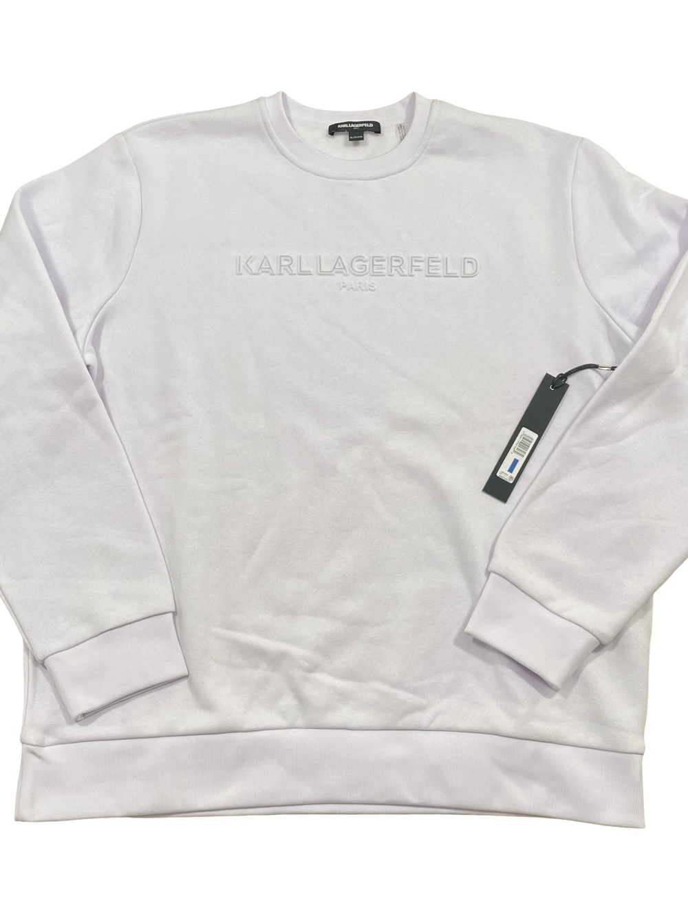 Karl Lagerfeld Tonal Logo Size XL White Crewneck Sweatshirt (Retail Price $99)